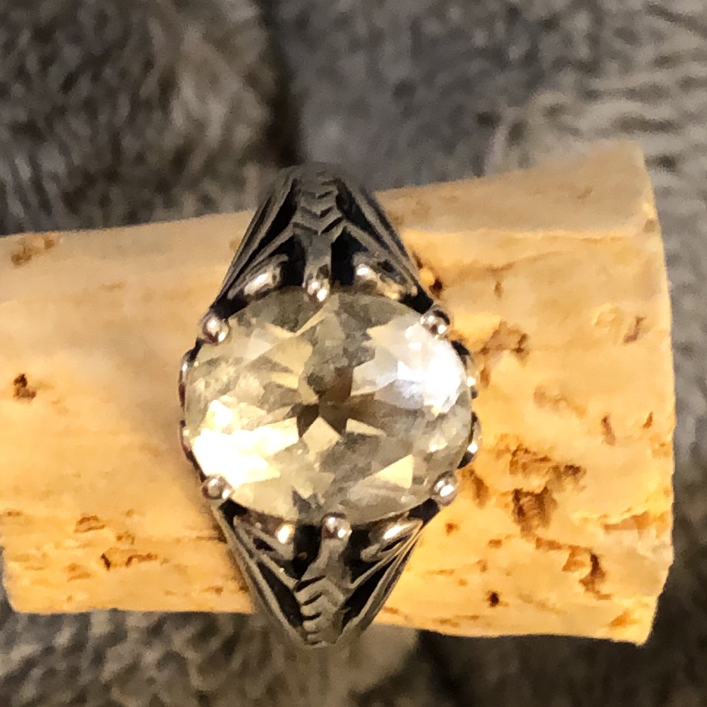 Vintage Kabana Sterling Silver/ Clear Topaz Ring Size 6 Like New Condition